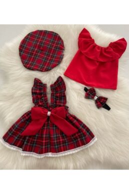 خرید مستقیم از ترکیه و ترندیول ست نوزادی دخترانه برند مد لینا Moda Lina با کد Kırmızı Ekose Set bluz