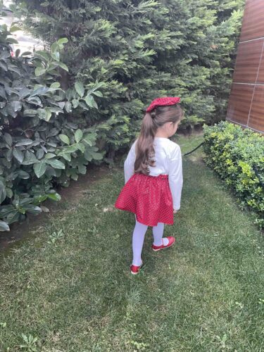 ست نوزادی دخترانه برند مد لینا Moda Lina اصل Kırmızı Desenli Etek Şapka Takım photo review